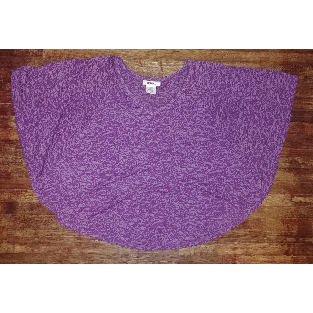 BONGO Y2K purple batwing cape poncho crop boho shirt